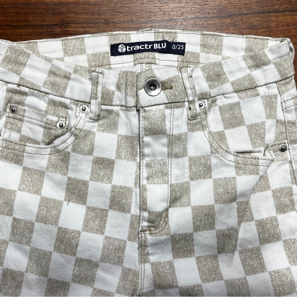 White and Tan Striped Pants
